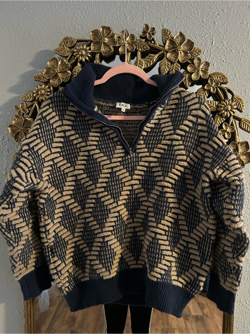 Buckle BKE Knit Sweater Diamond Quarter Zip